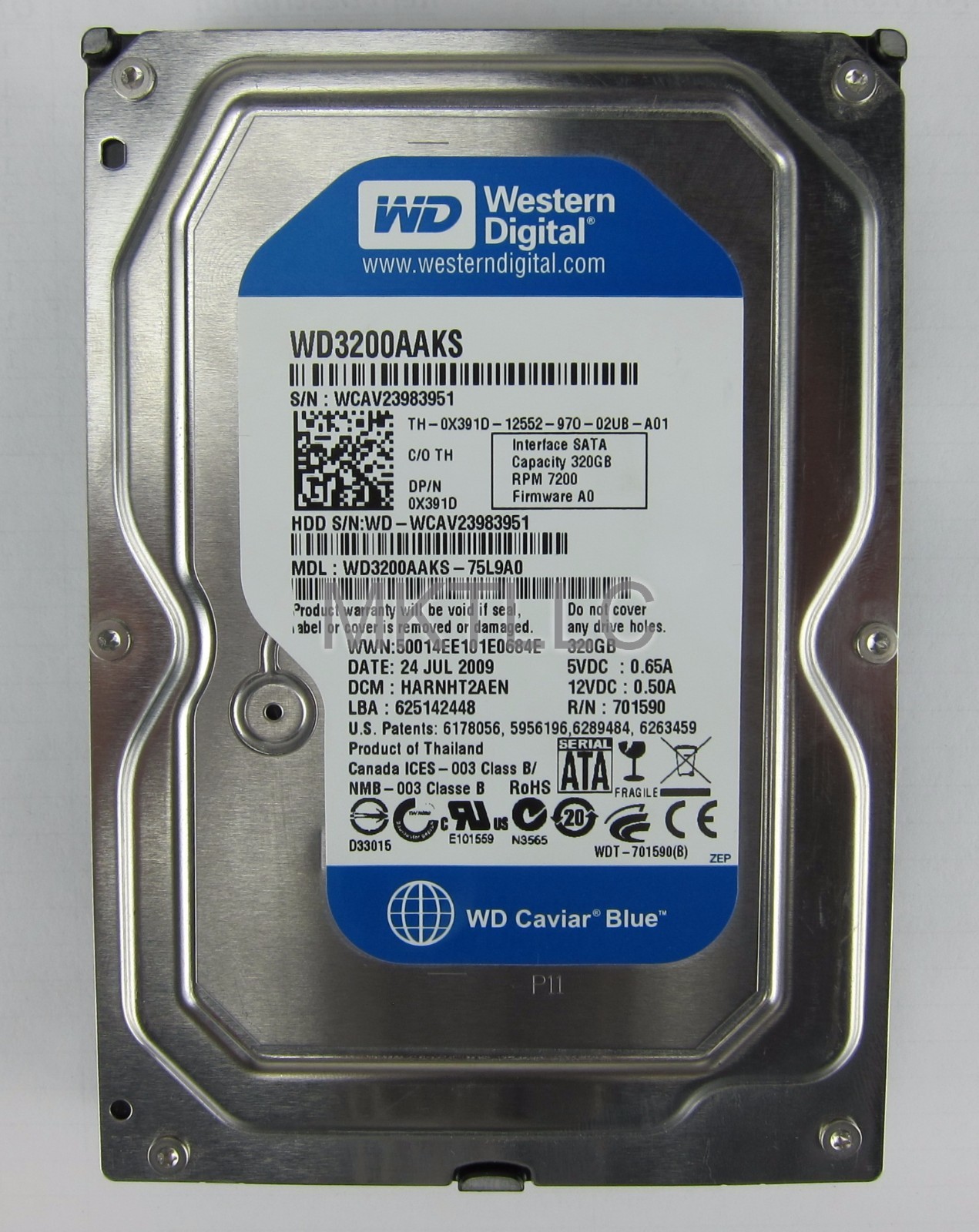 Dell WD3200AAKS 320GB 7.2K SATA 3.5" Hard Drive X391D