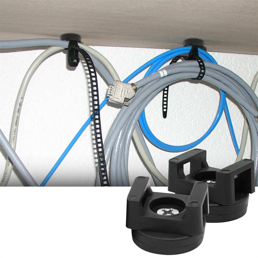 20PCS Black Magnetic Cable Zip Tie Mount Base Wire Clips Management Base Holder