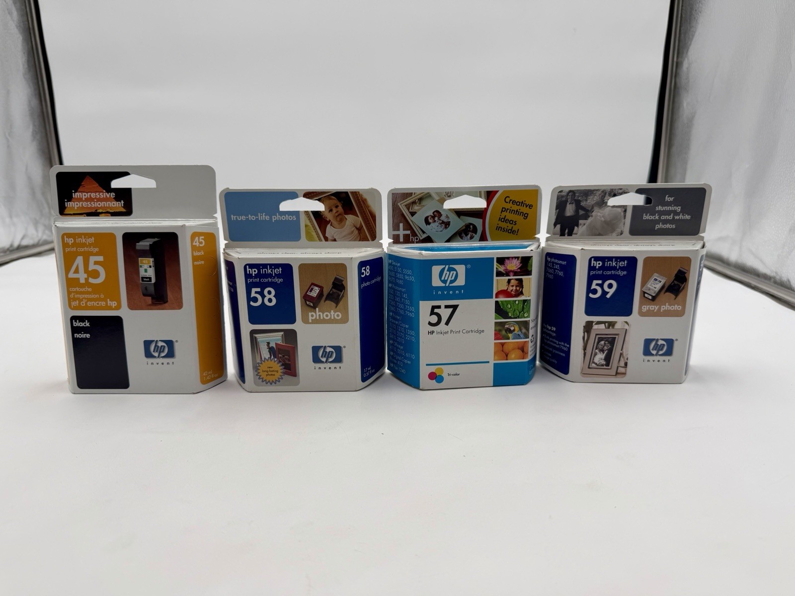 Genuine HP ink Cartridge 4X Lot 45,57,,58,59 Black Tri Color Gray Photo EXPIRED