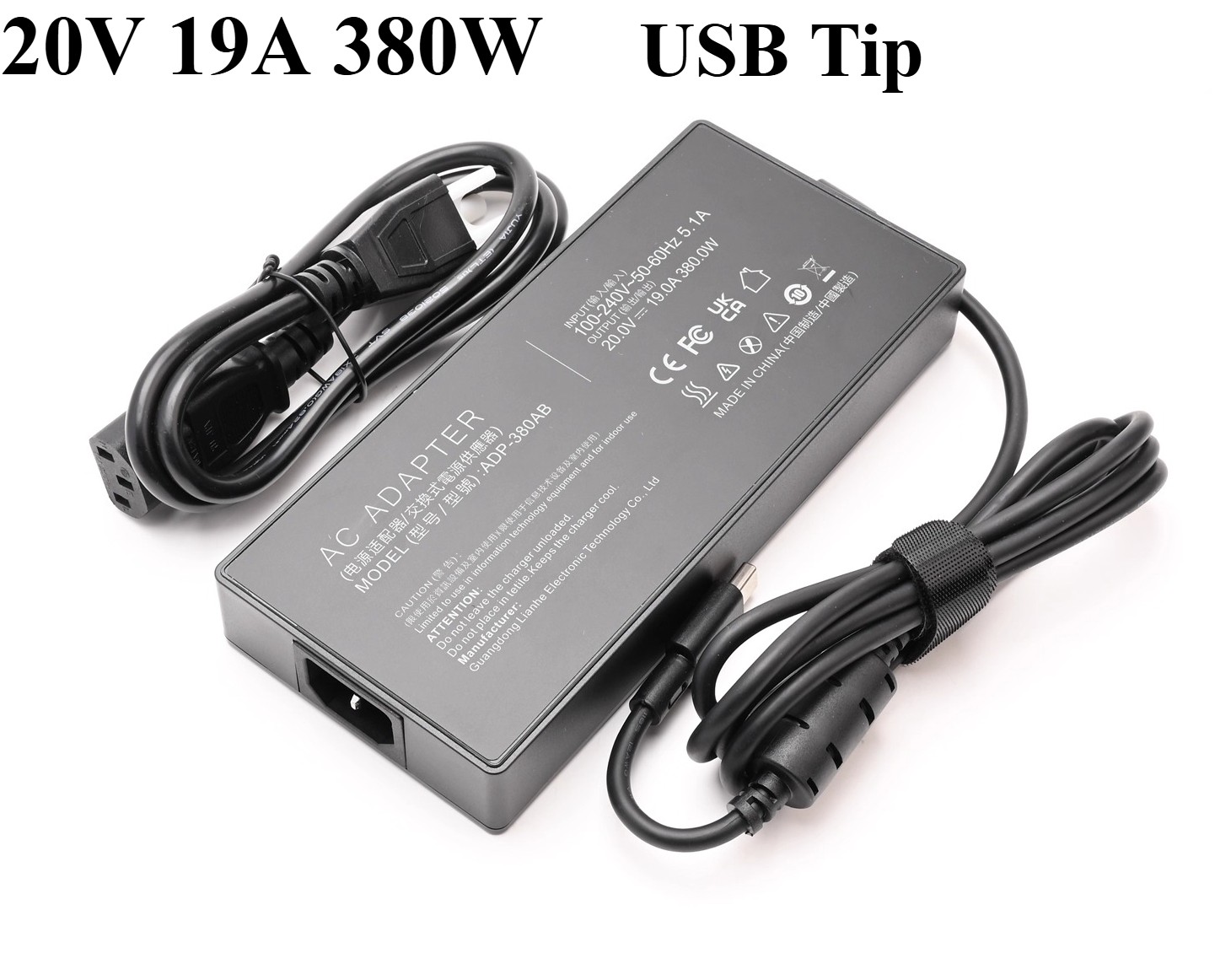 20V 19A 380W AC Adapter Charger for ASUS ROG Strix G16 G615 ADP-380AB B USB Tip