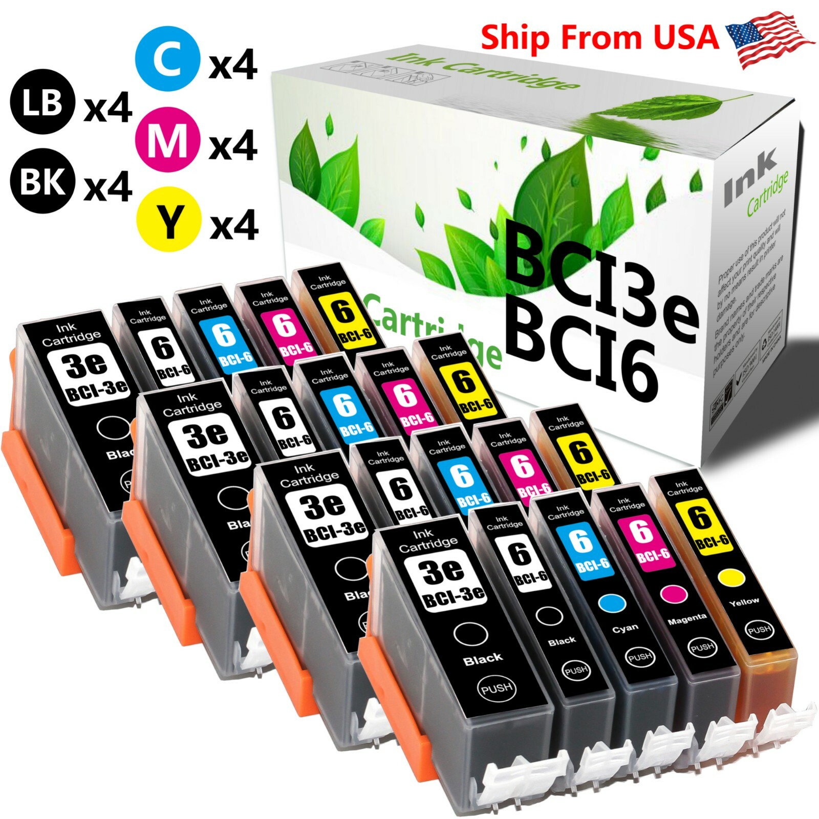 20PK BCI3e BCI6 BCI-3E BCI-6 Ink Cartridge for PIXUS iP4100 iP4100R MP790