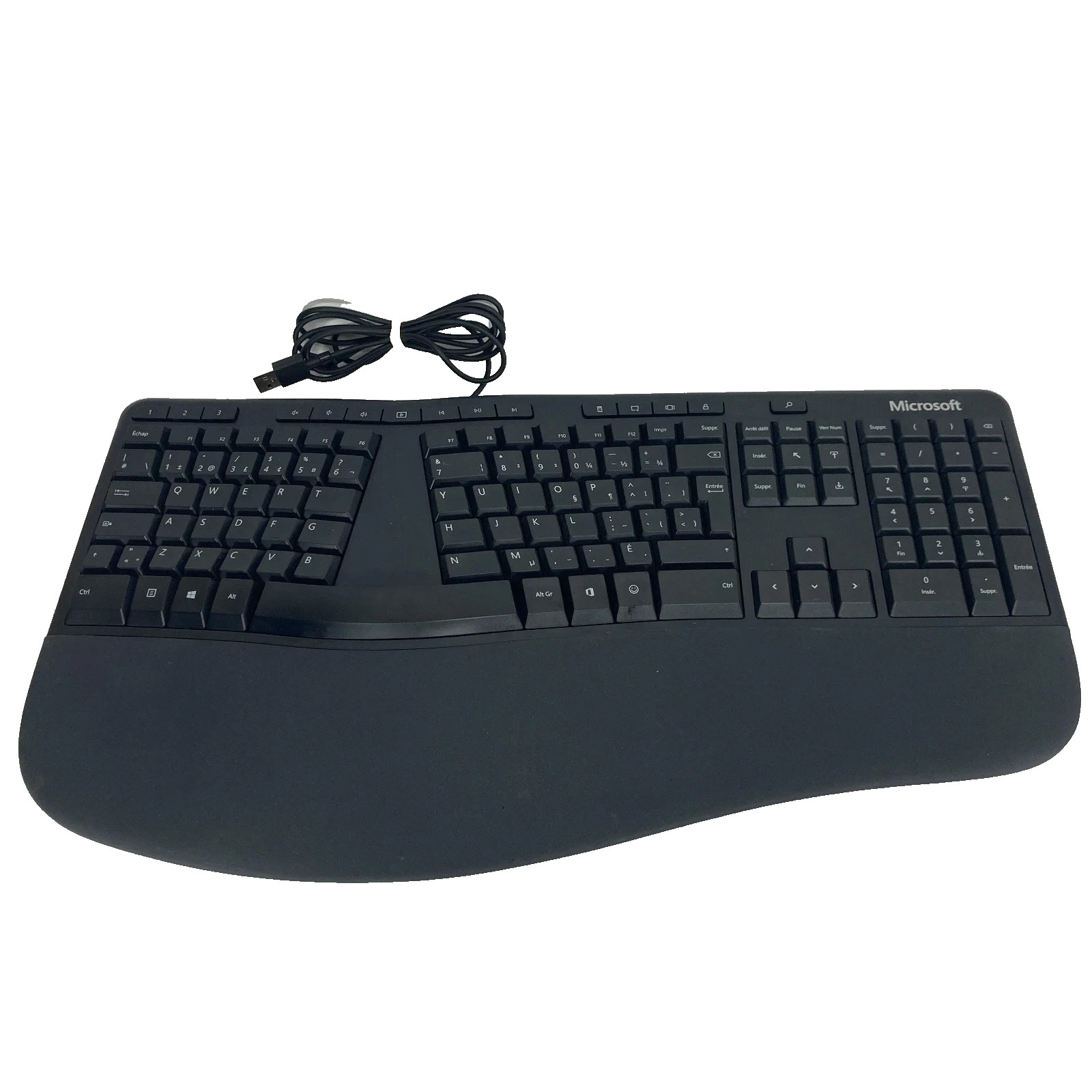Microsoft Ergonomic Keyboard Black Wired USB Model 1878 FRENCH LAYOUT - Tested