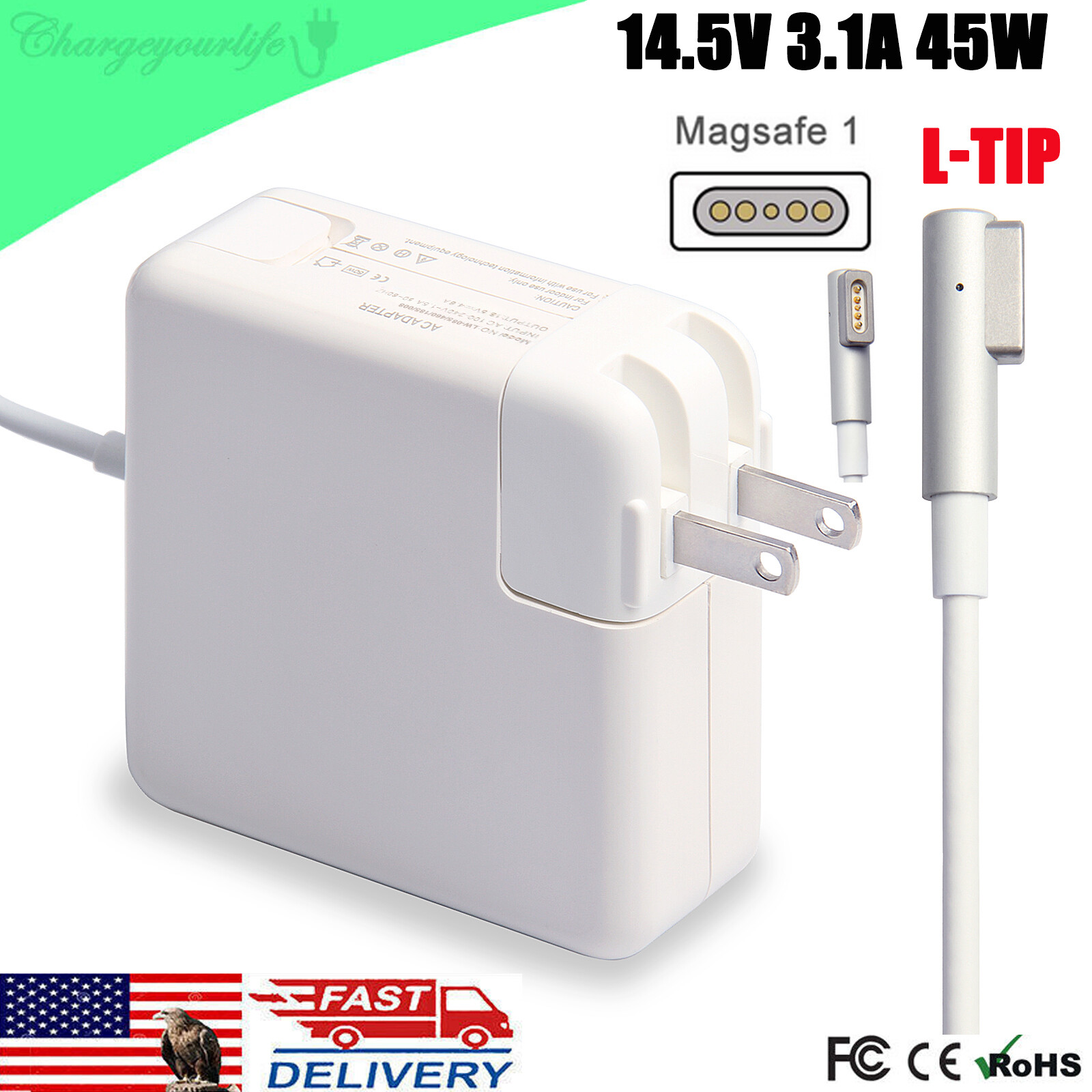 AC Adapter L-Tip Charger for Apple Macbook Air 11" 13" A1237 A1369 A1370 A1374