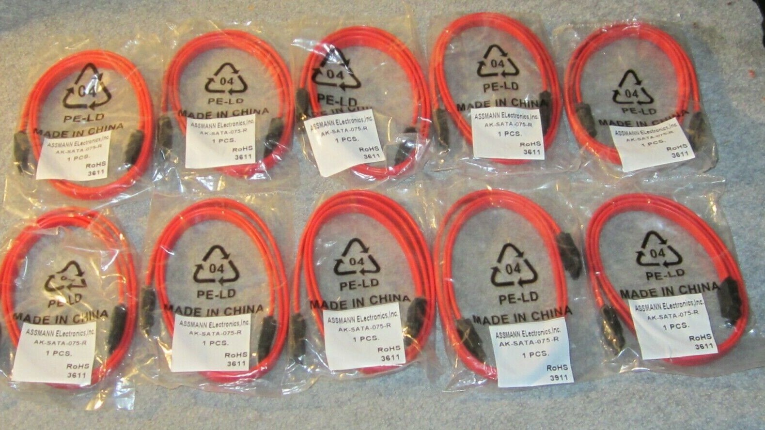 SATA Cable 7 Pin F to F  AK-SATA-075  28" -  Lots of 10 Pcs ***CANADA SELLER***