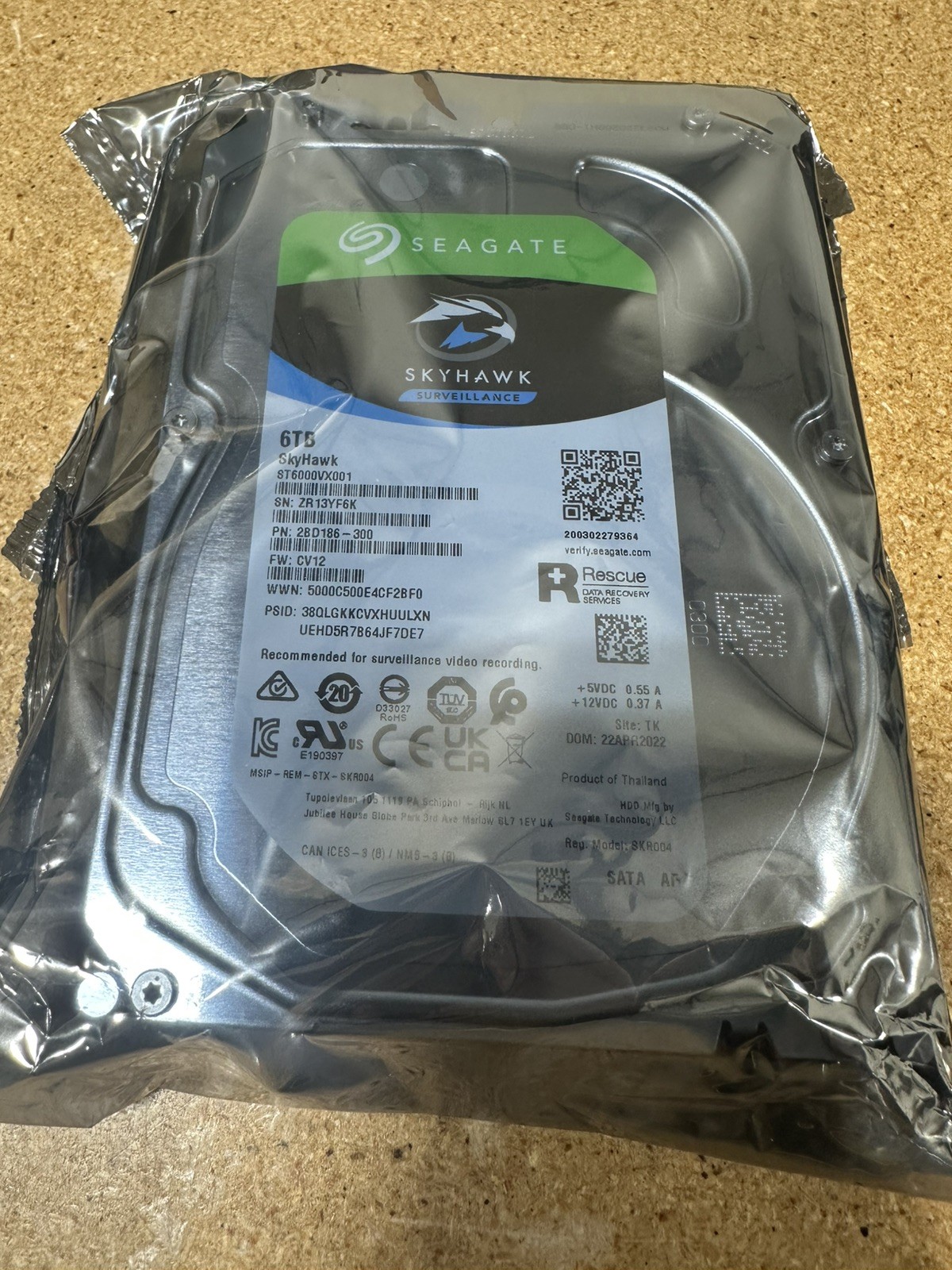 2 PCS- New Seagate ST6000VX001 SkyHawk 6TB 3.5" Internal Hard Drive Disk SATA 