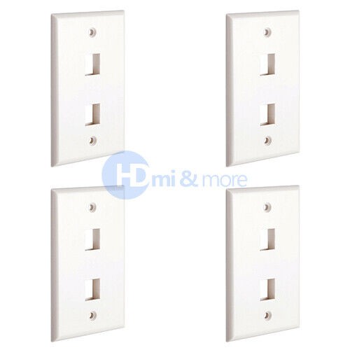 4x Wall Plate 2 Hole Port Jack Keystone Audio Video Wallplate White