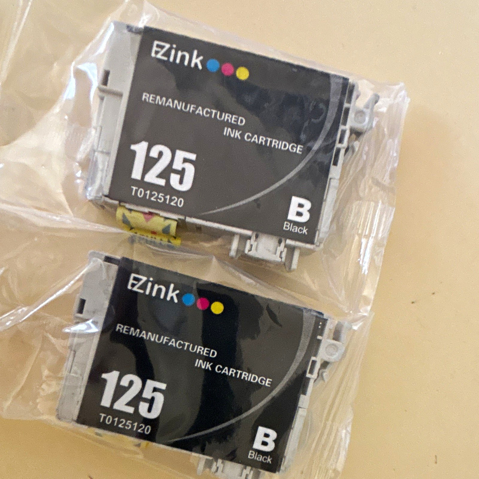 2 pk EZink  Black Ink Cartridge for Epson 125 Inkjet T0125120