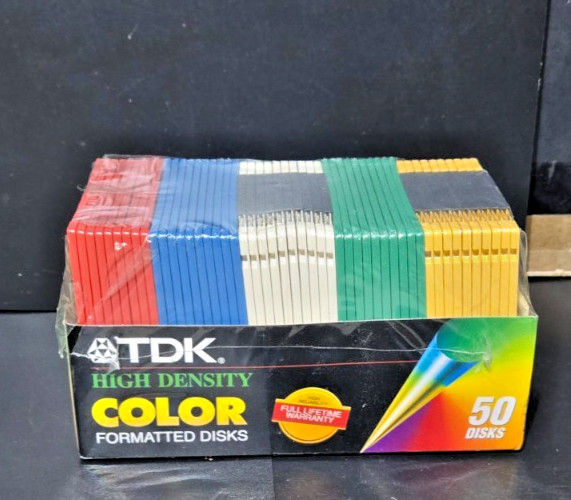 50 Pk TDK Color HIGH DENSITY FORMATTED FLOPPY DISKS partially sealed-49/50