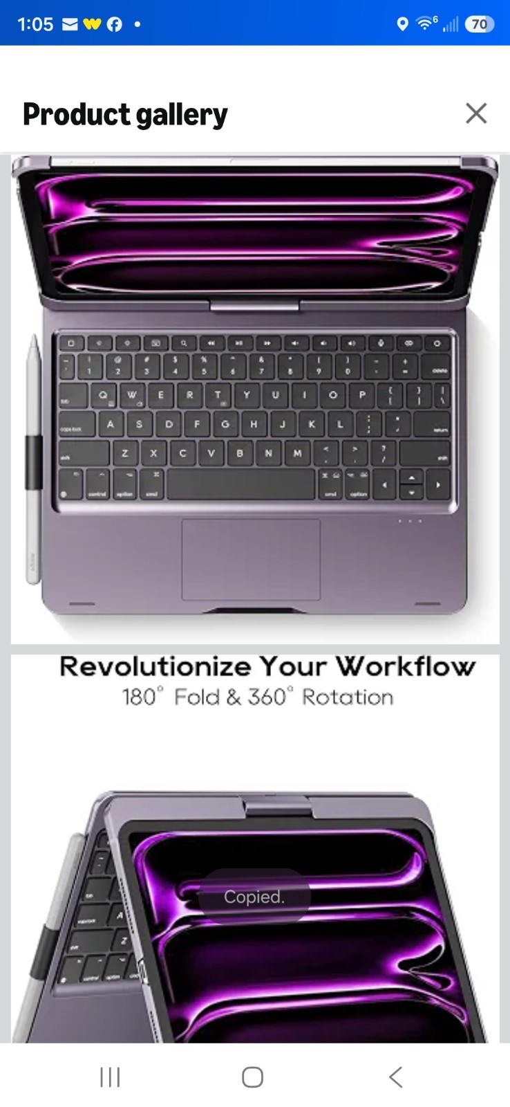 edaiser Swivel Keyboard Case for iPad Pro 11-inch M5 M4 (2025 2024) Purple360°
