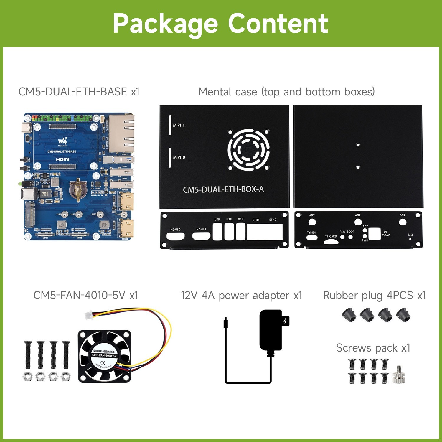 Waveshare Gigabit/2.5G Dual Ethernet Base Board For Raspberry Pi CM5. Dual RJ45