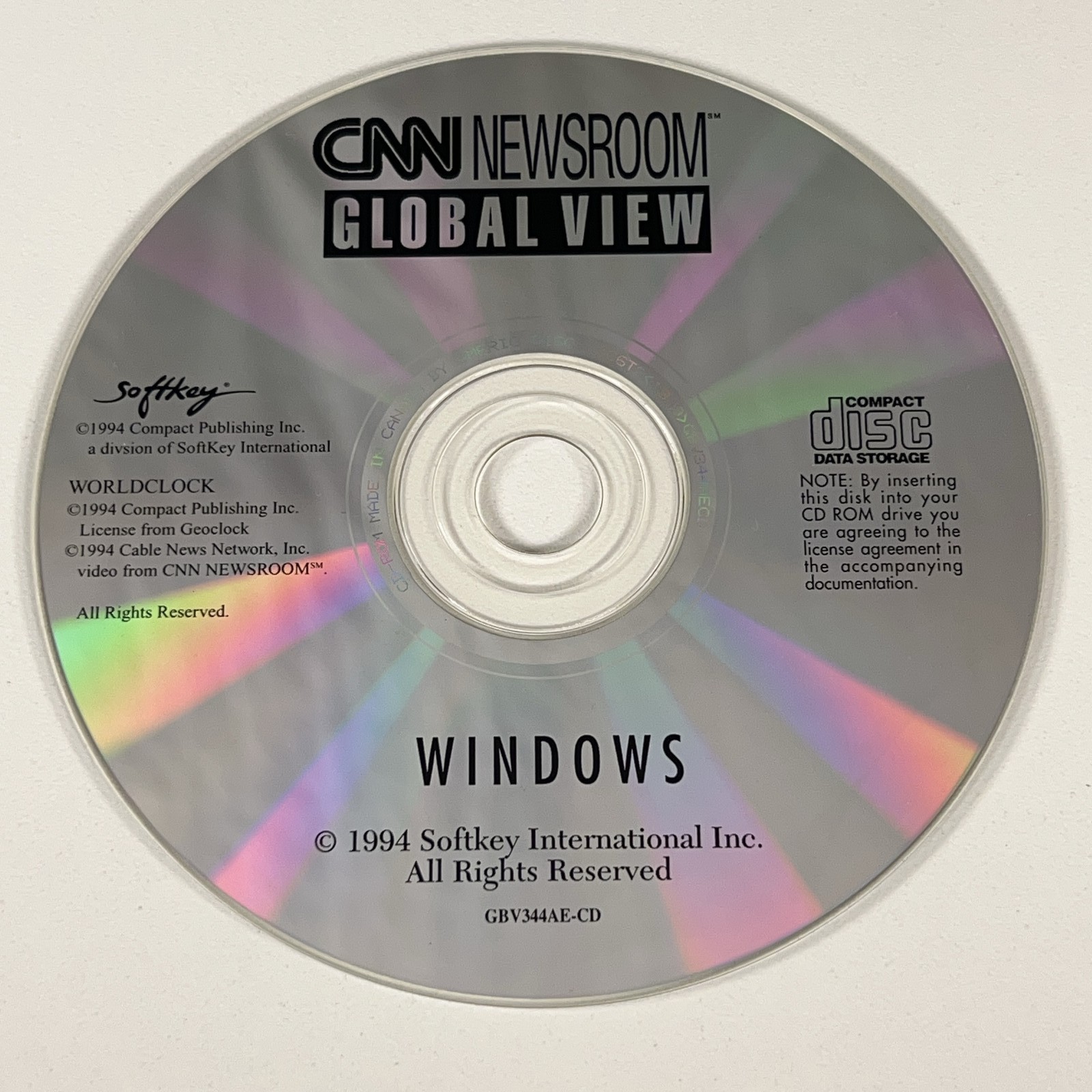 Vintage 90s SoftKey CNN Newsroom Global View Windows CD-ROM Education Software