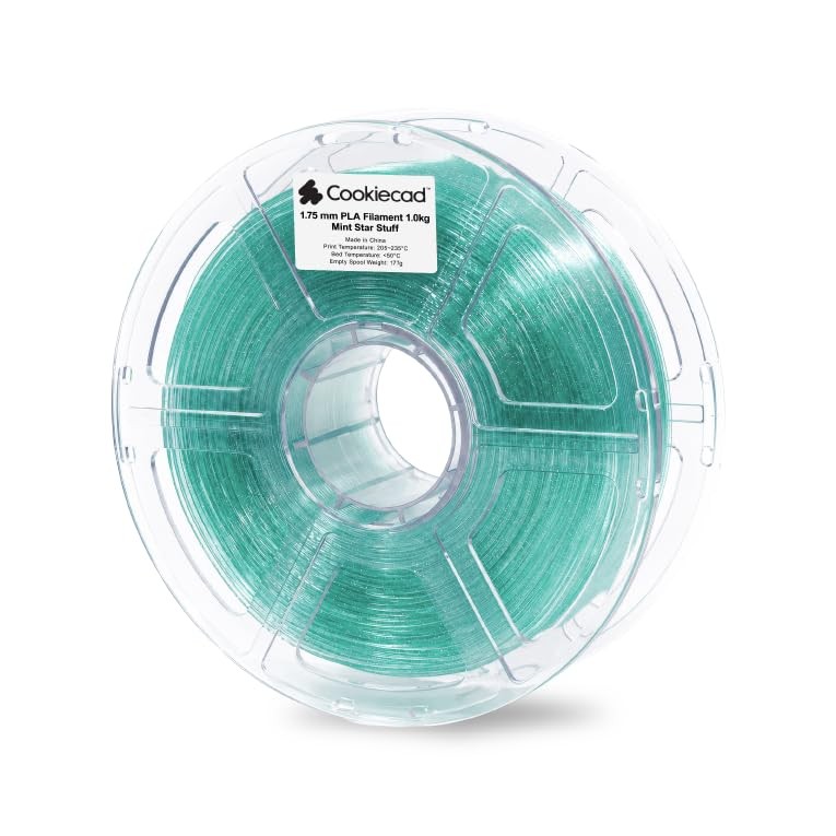 Cookiecad PLA Filament Translucent Glitter, Mint Star Stuff, 1.75mm 1kg