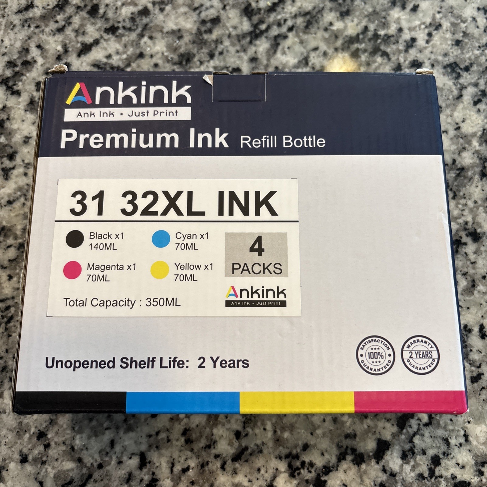 New Ankink 31/32XL Ink 4 Packs Refill Bottle