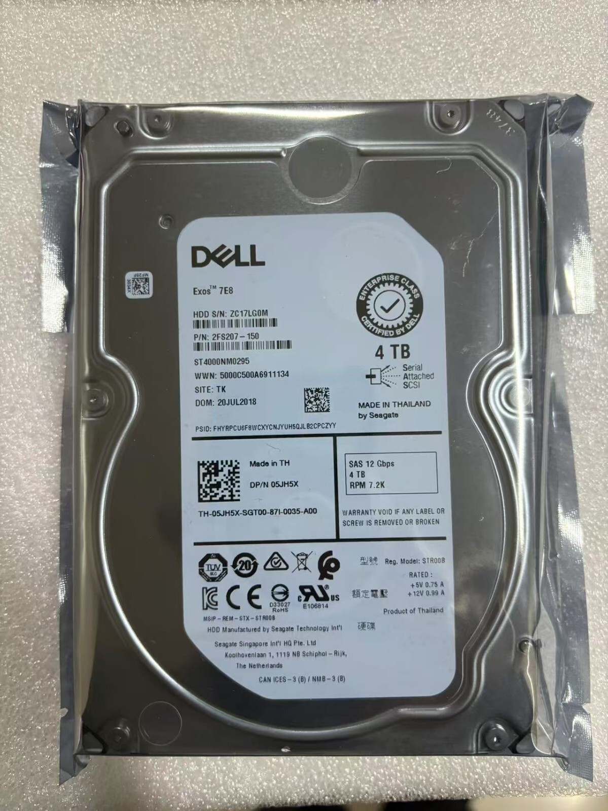 Compatible DELL 4TB SAS 12Gb hard disk 05JH5X 5JH5X ST4000NM0295 NEW