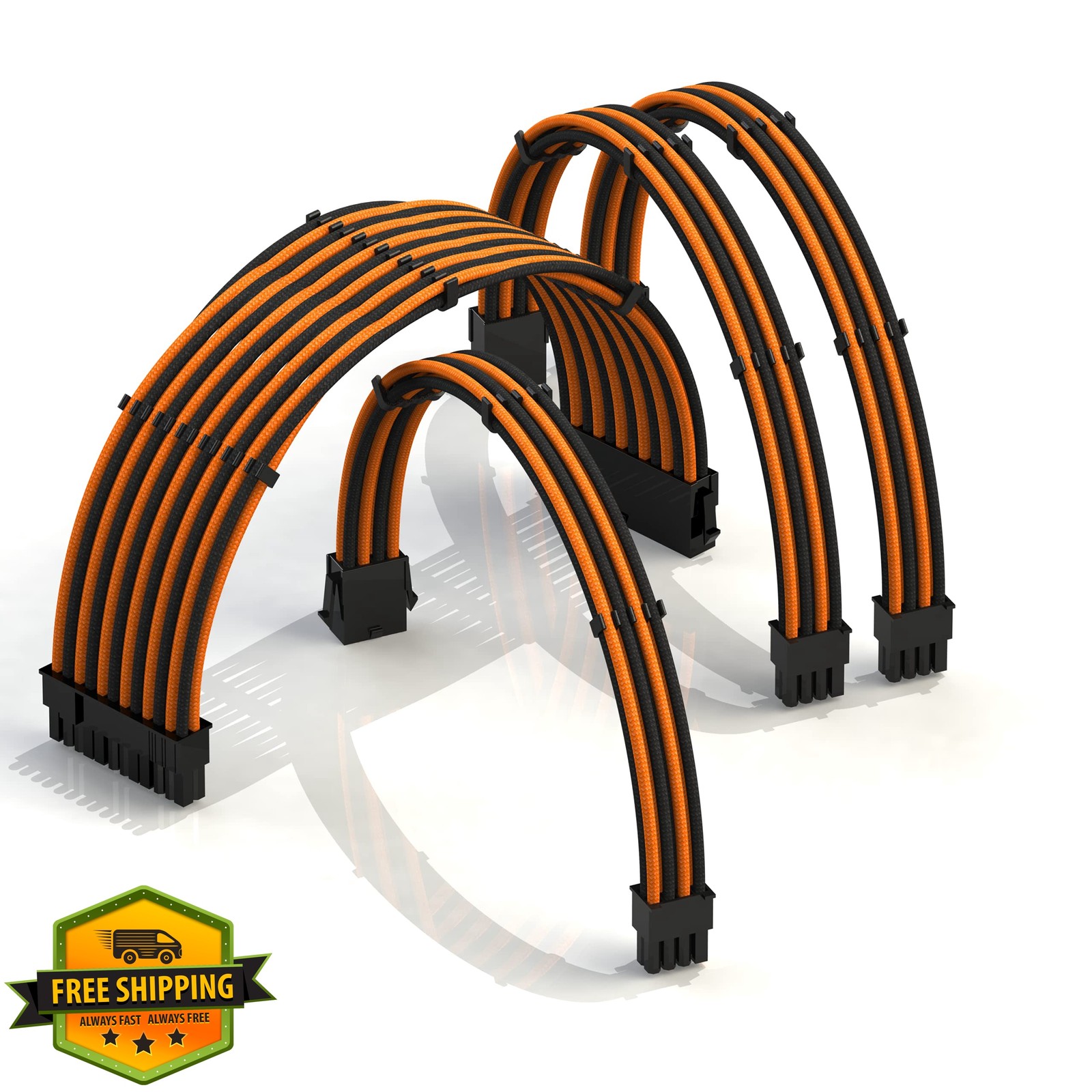 LINKUP 50cm OrangeBlack PSU extension cable 4-Pack