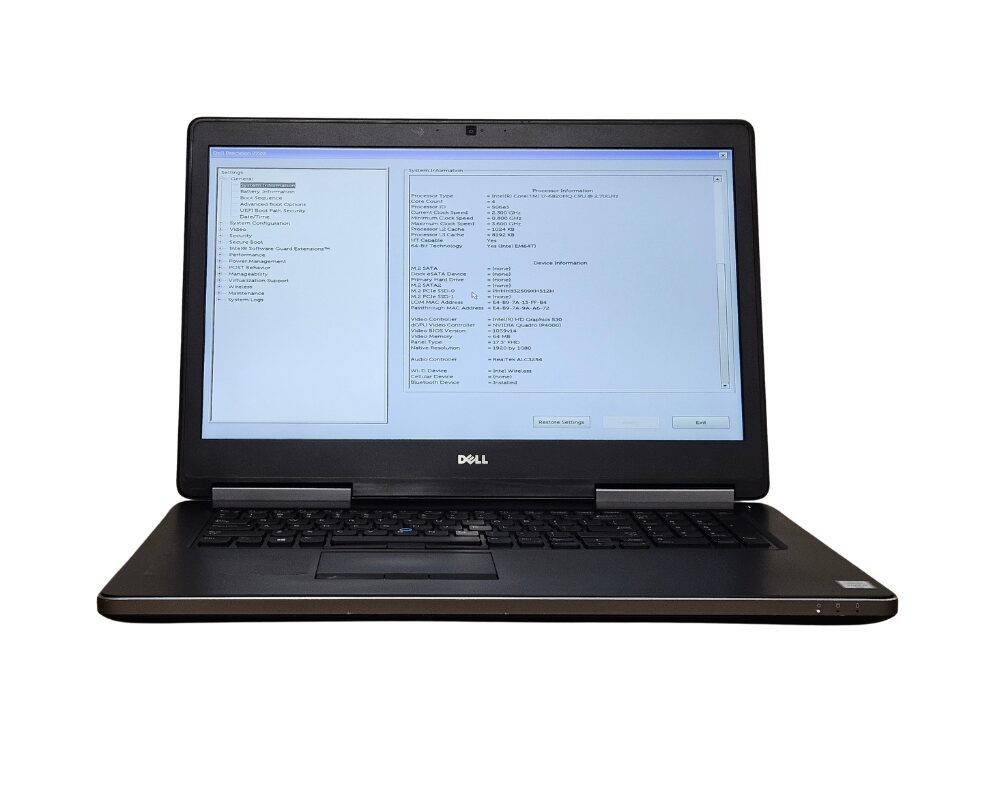 Dell Precision 7720 17" Laptop i7-6820HQ 2.7GHz 32GB RAM 512GB SSD Quadro P4000