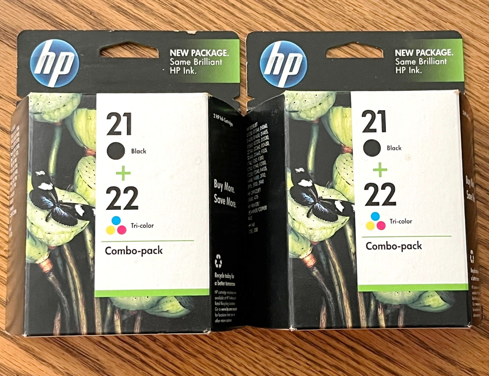 NEW 2 Genuine Combo-packs HP 21 & HP 22 Black Tri-Color - EXP 12-2011 