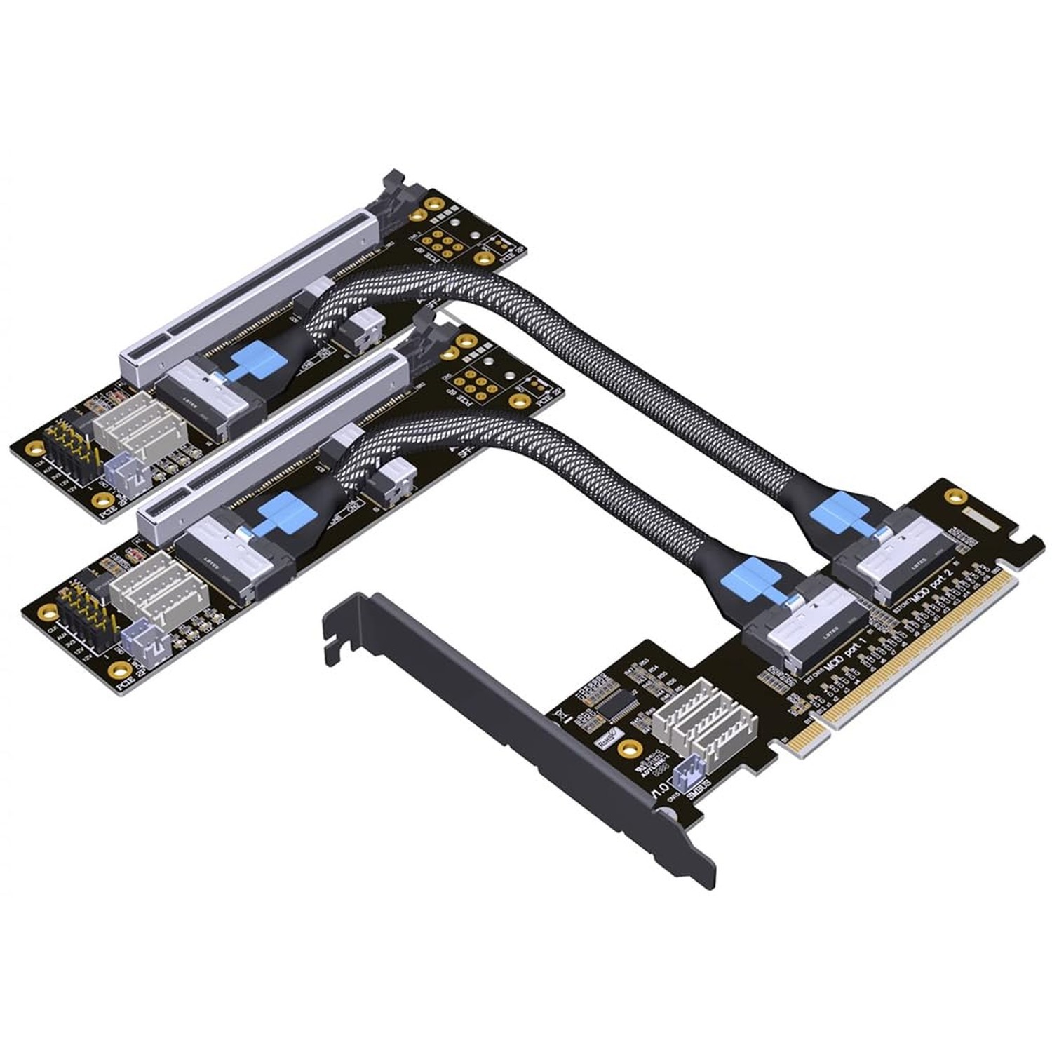 ADT-F36B-F37B-D8S PCI-e 4.0 X16 to X8 MCIO Bifurcation Adapter Riser Card