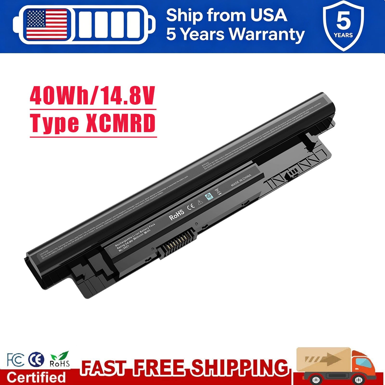 XCMRD Battery for Dell Inspiron 15 3000 Series 3531 3537 3541 3542 3543 40Wh