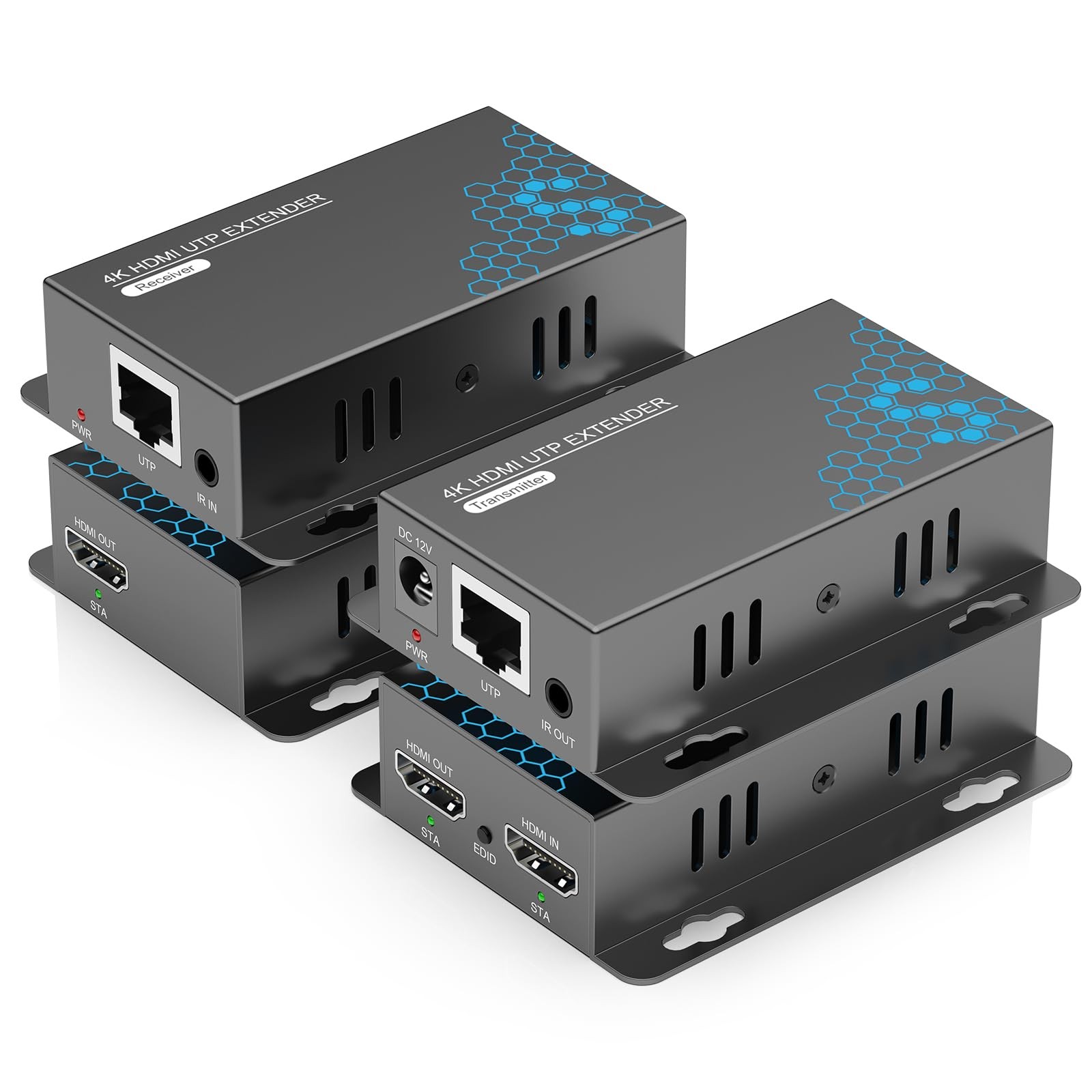 KVZOO 4K HDMI Extender Over Ethernet CAT5e/CAT6/6a/CAT7 230FT Space Gray