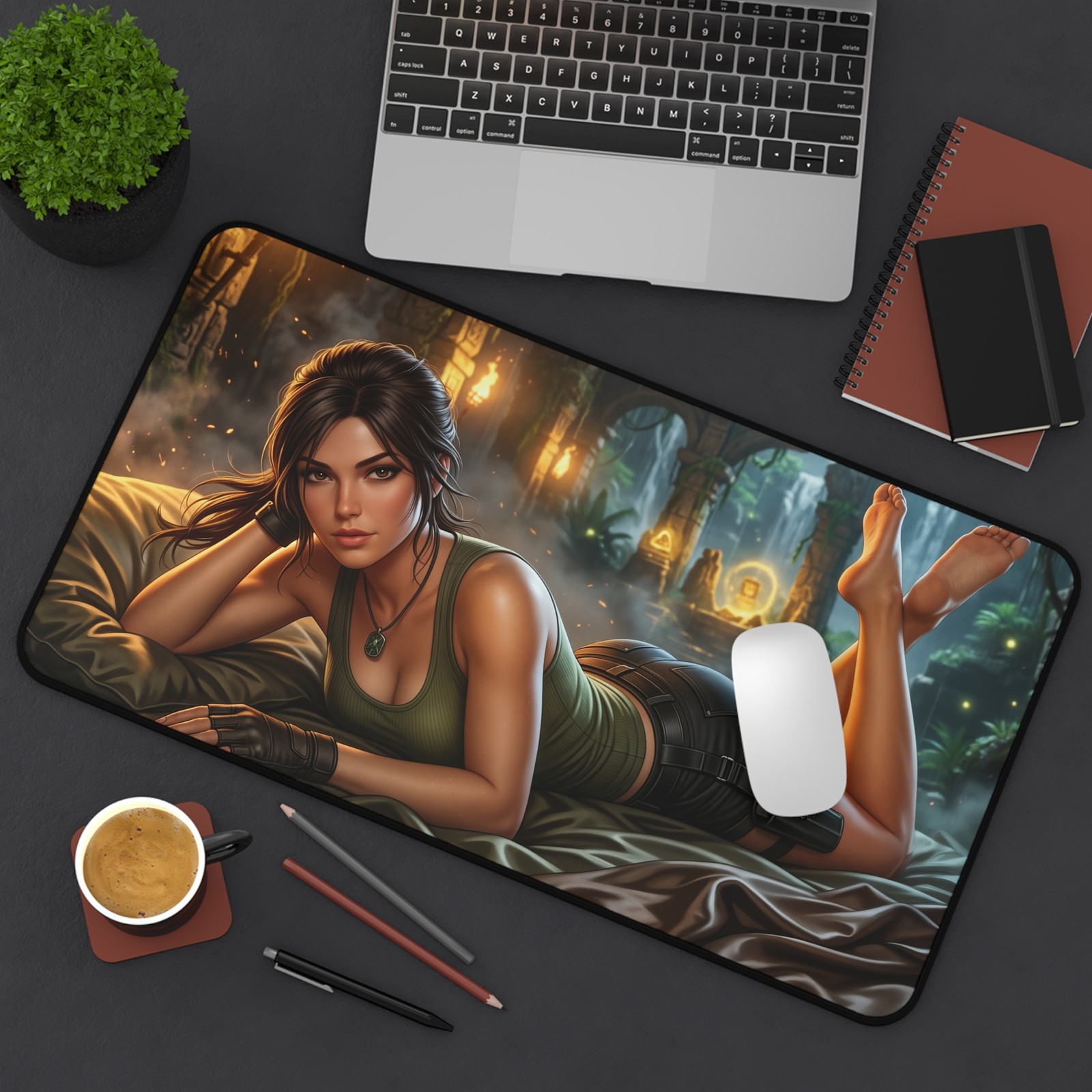 Tomb Raider Lara Croft Mouse Pad, XXL Gaming Desk Mat, Keyboard Pad