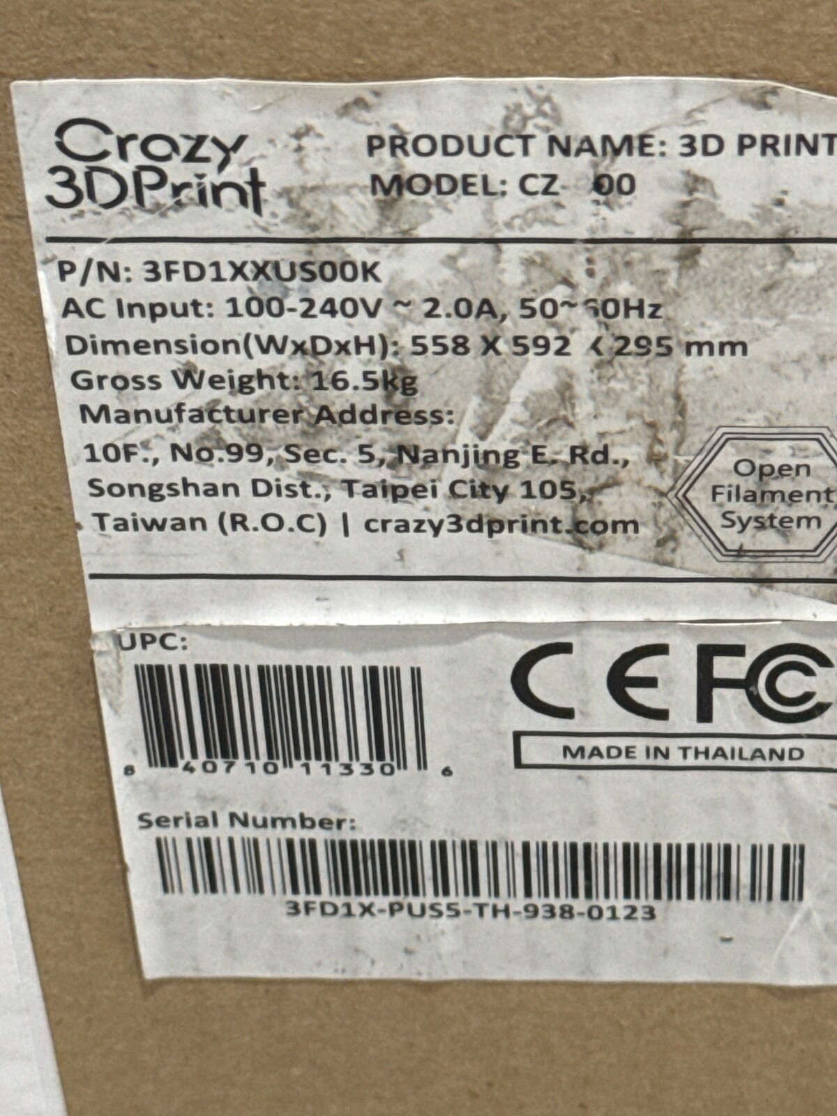 XYZ Printing Crazy3DPrint 3D Printer 3FD1XXUS00K NEW SEALED ❤️️✅❤️️✅❤️️✅❤️️