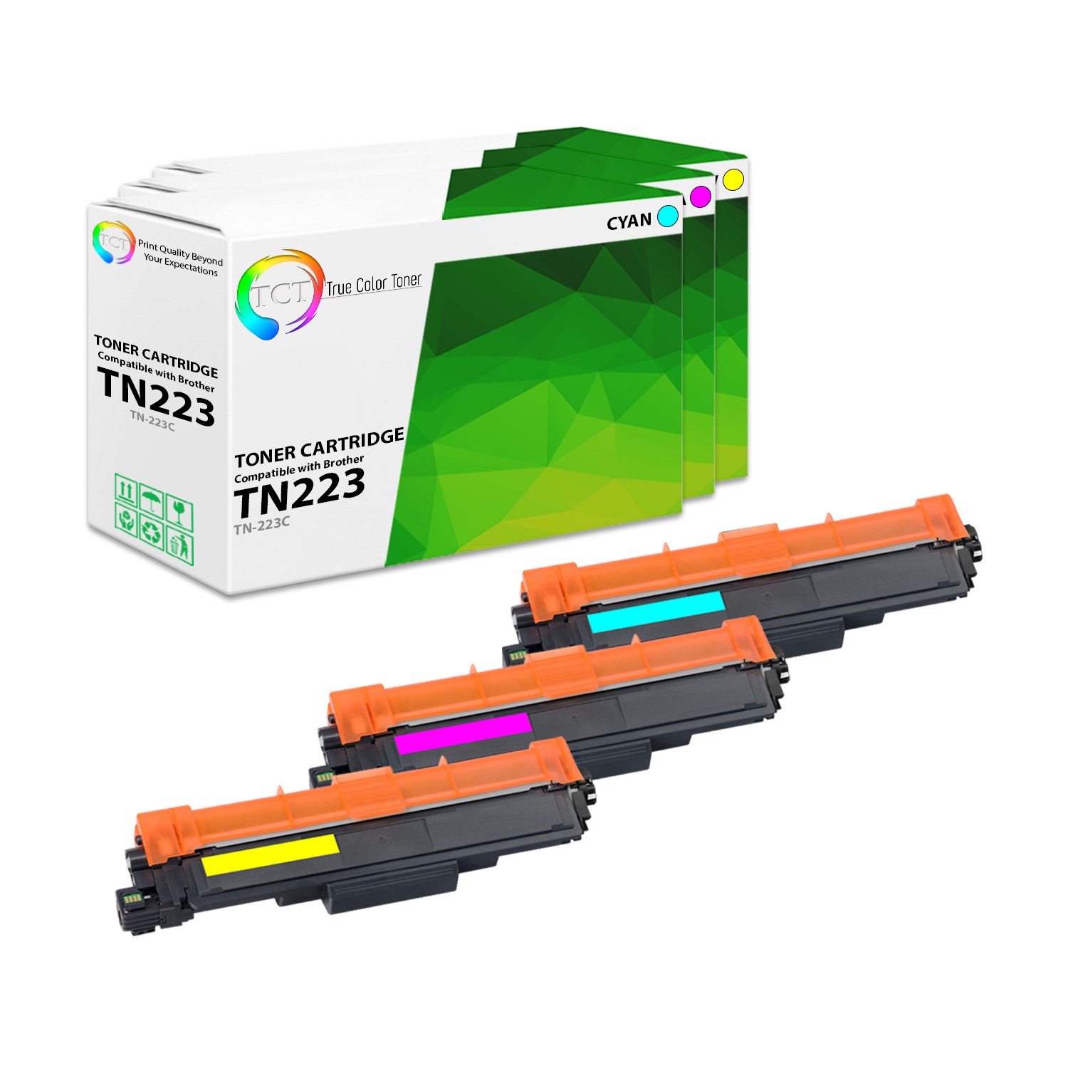 3Pk TCT Premium TN223C TN223M TN223Y For Brother HL-L3210CW Compatible Toner