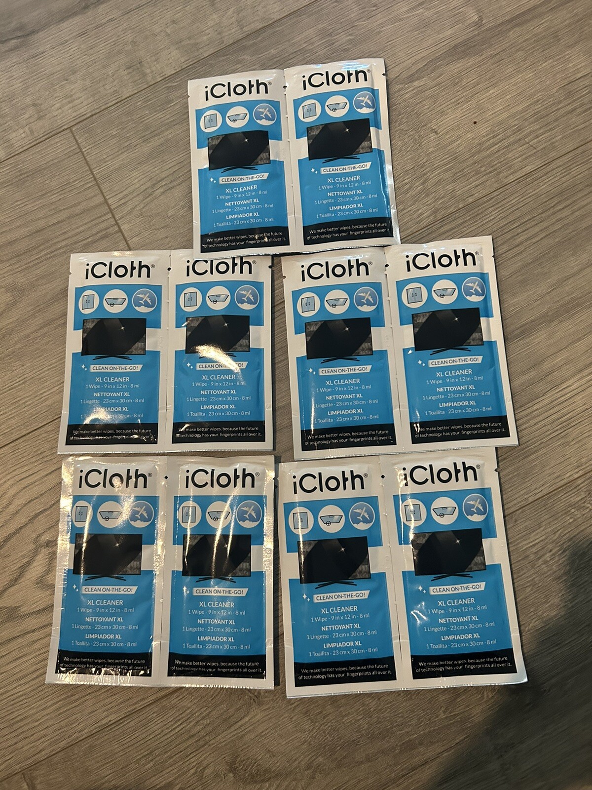 iCloth XL Electronic Wipes for TV Screens & Monitors (10 Extra Large, No Box)