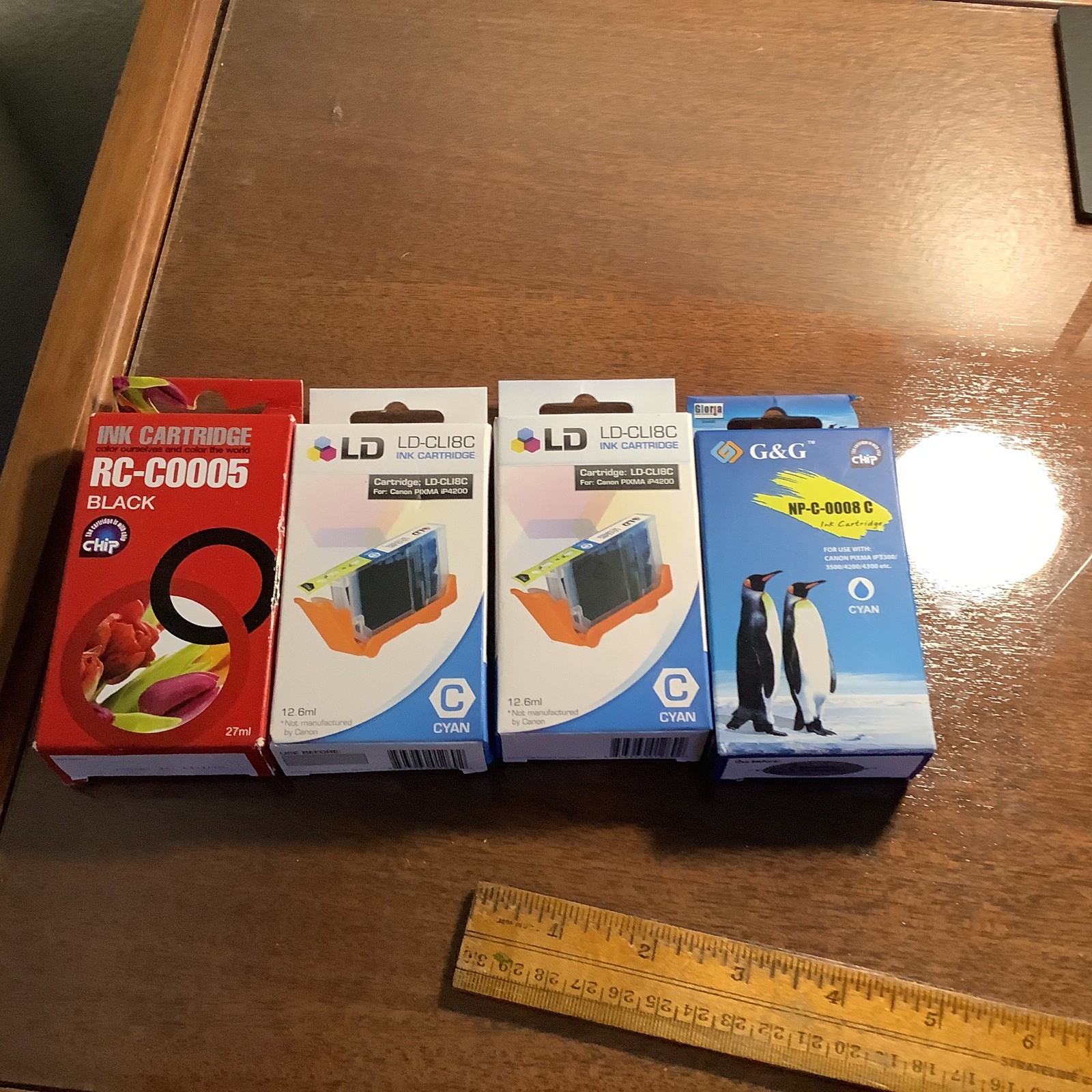 RC-C0005 Black + LD-CLIBC Cyan + G&G NP-C-0008-C Ink Cartridges Lot of 4 New