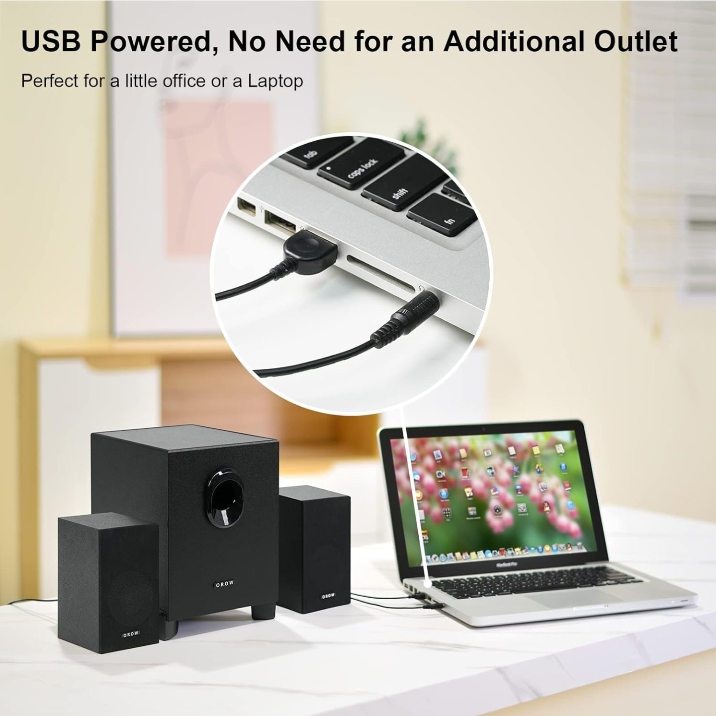 OROW S211 New USB-Powered 2.1 Multimedia Speakers System with Subwoofer,16W C...