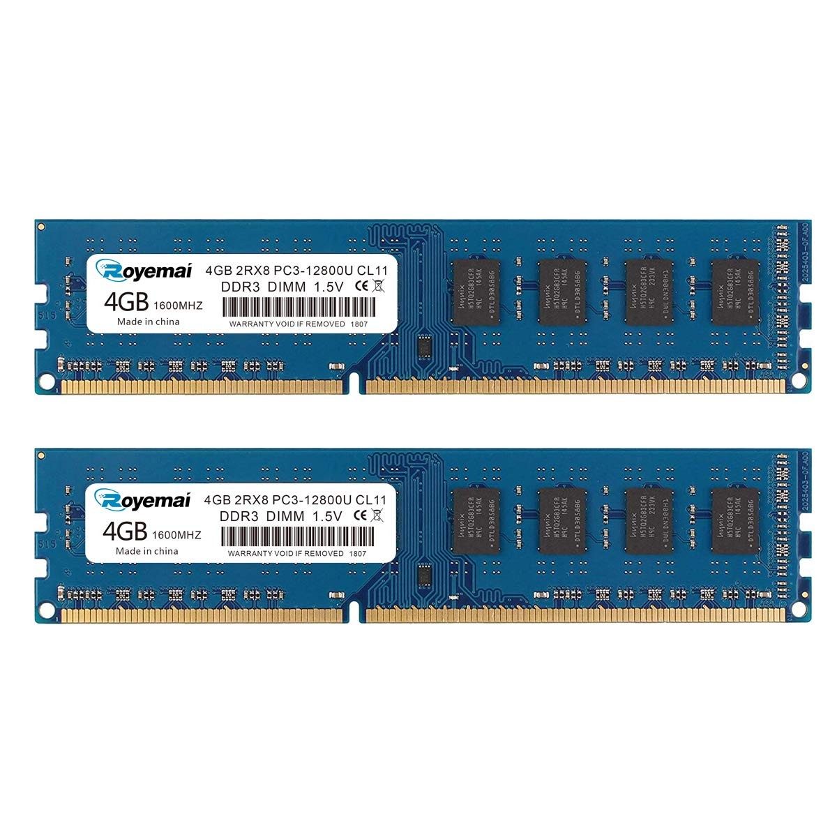 8GB Kit 2x4GB DDR3 1600MHz PC312800U 2Rx8 240Pin DIMM CL11 1.5V Desktop RAM