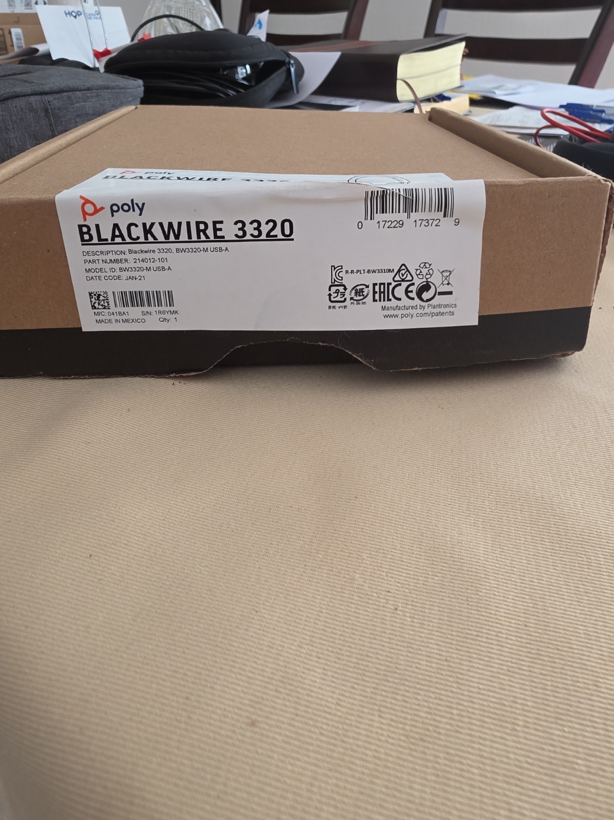 Plantronics Blackwire 3320-M USB-A Stereo Headset - Black