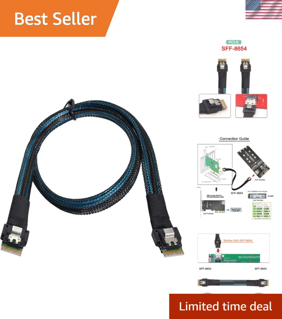 SFF-8654 to SFF-8654 SAS Cable 50cm - High-Performance 24Gbps Transmission