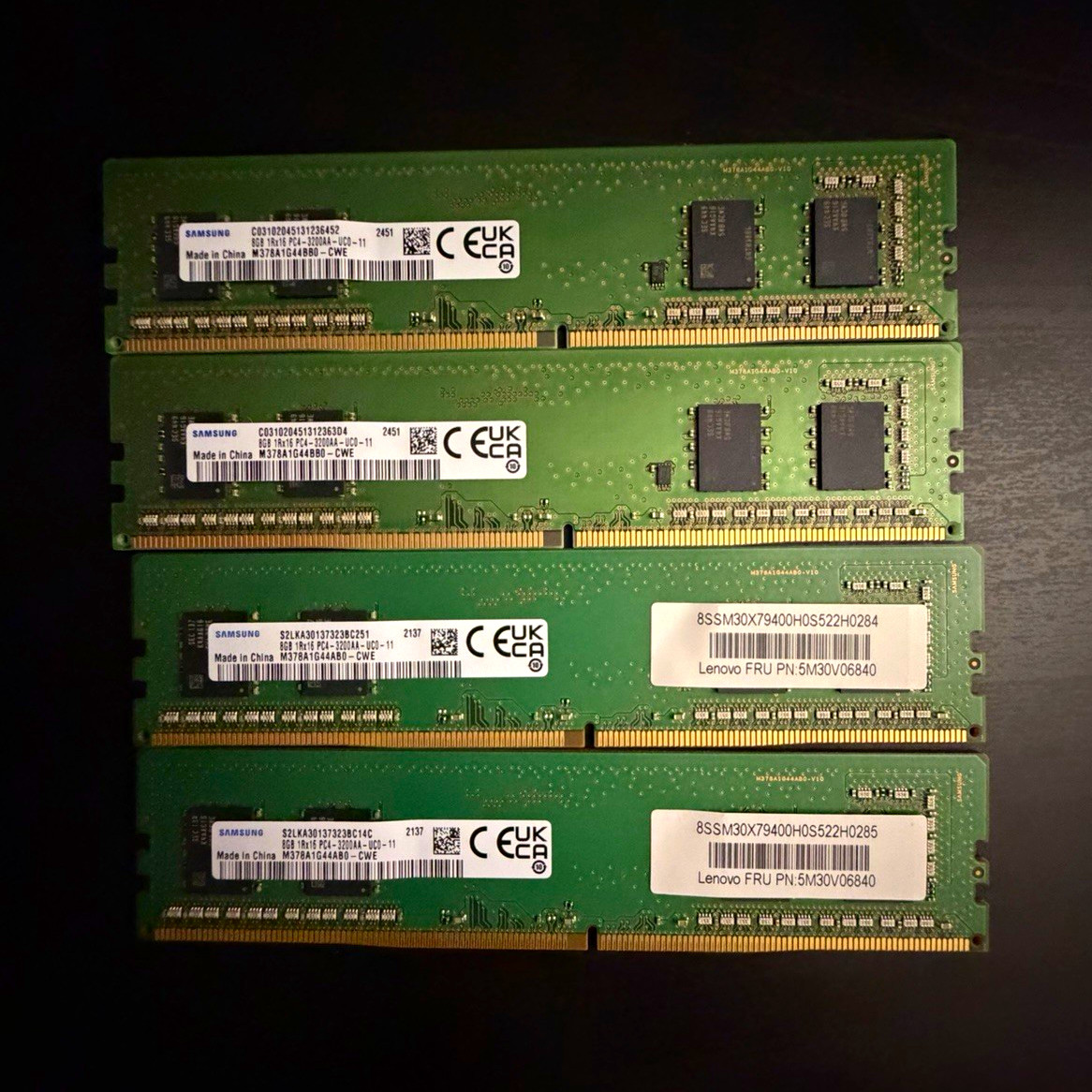 Samsung 32GB Kit 4x8GB DDR4 3200MHz PC4-3200AA UDIMM Desktop Memory
