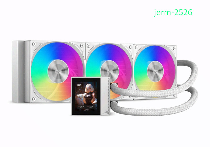 360mm AIO CPU Liquid Cooler, 2.4" IPS Display, ARGB, Quiet Fans, White