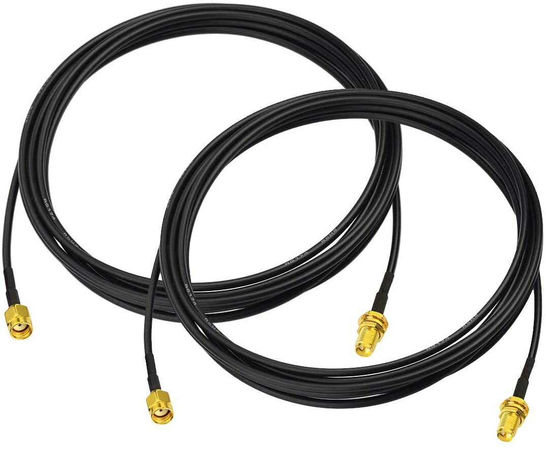 2x RP-SMA WiFi Antenna Extension Cable 10feet for WiFi Router Security IP Camera