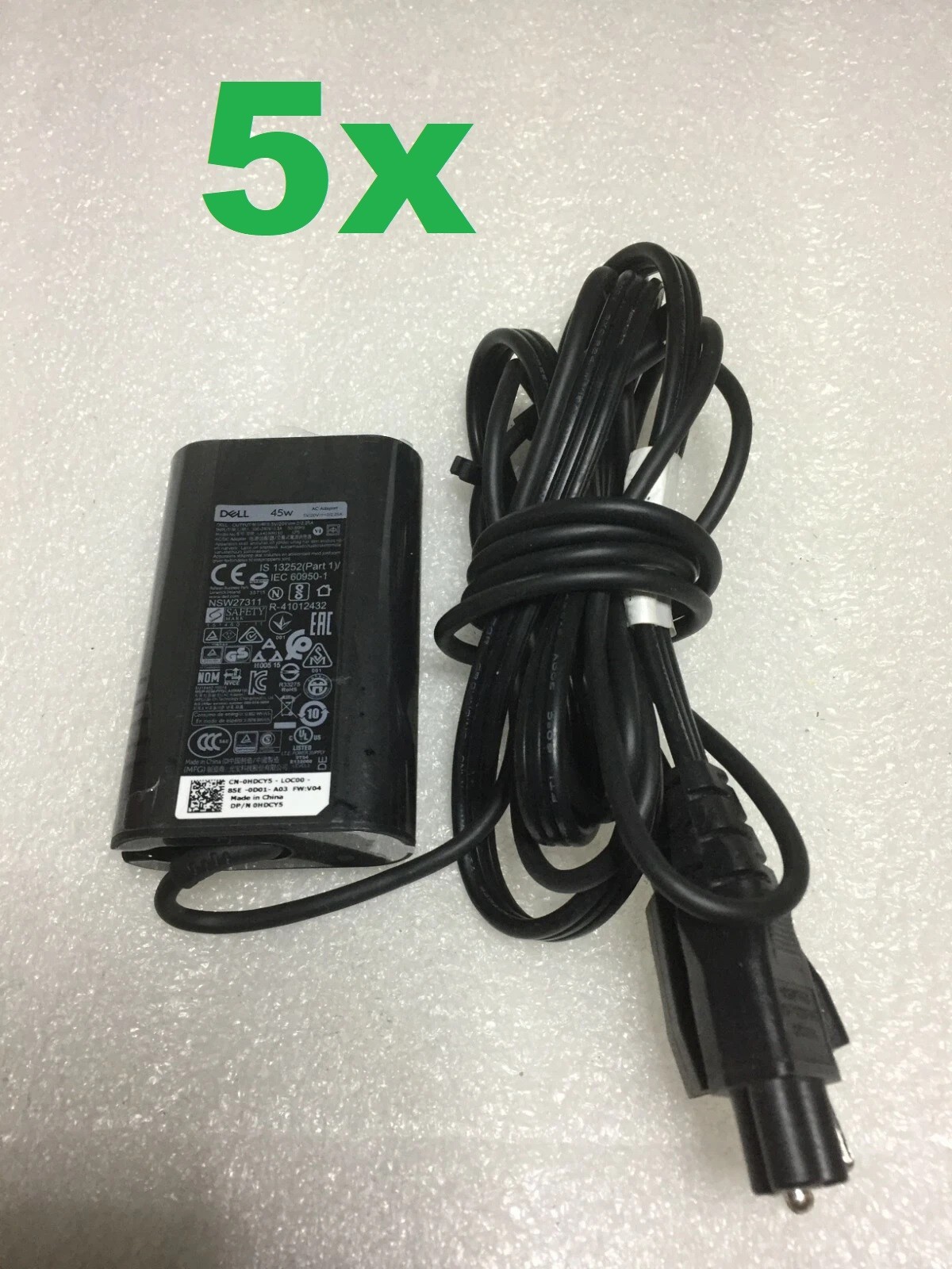 Lot of 5 GENUINE DELL Adapter Charger 45W 5V/20V 2/2.25A USB-C  XPS 