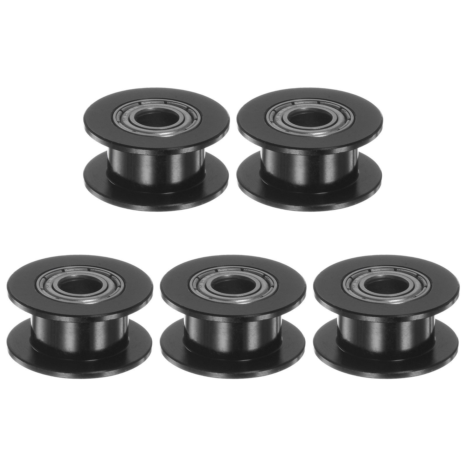 5pcs 2GT Idler Pulley 5mm Bore 18mm Dia 6mm Width Belt Toothless Black