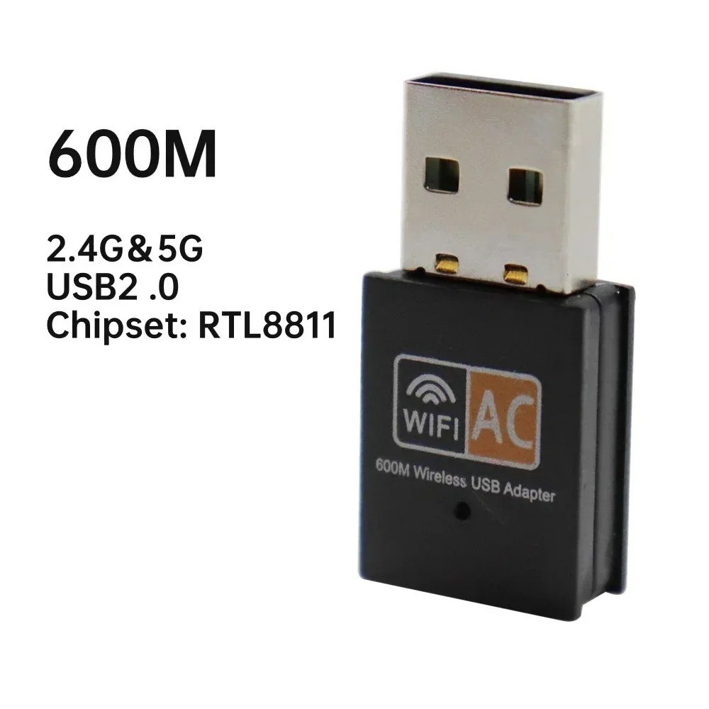 Mini Dual Band 600Mbps USB WiFi Wireless Adapter Network Card 2.4/5GHz 802.11 AC