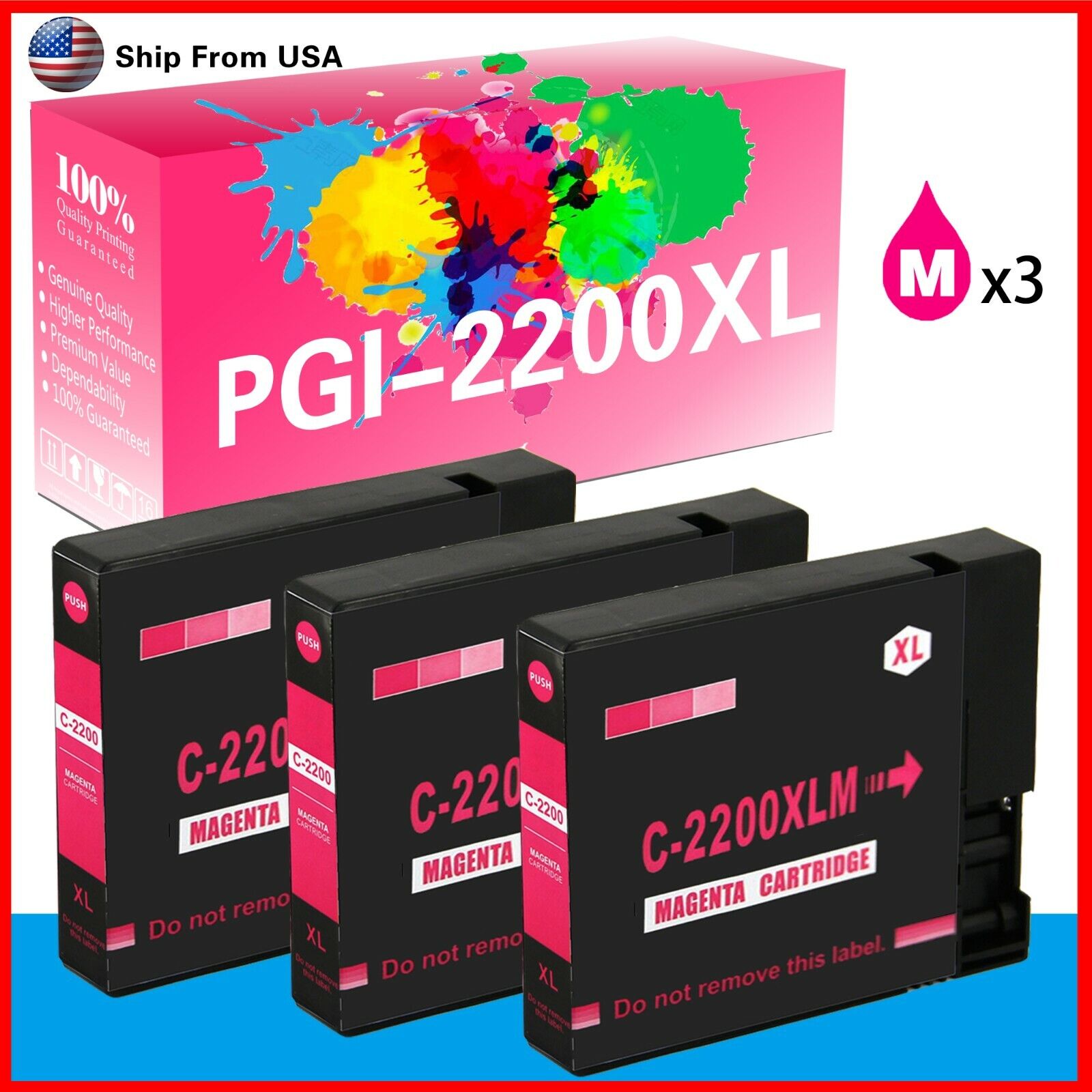 3PK PGI2200XL PGI-2200XL PGI2200 Ink Cartridge for MAXIFY Ib4330