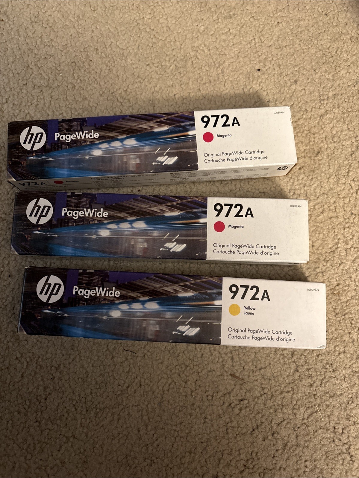 3PK Genuine HP 972A  Cartridges ~ Yellow, Magenta , Magenta ~ 2021 NEW Sealed