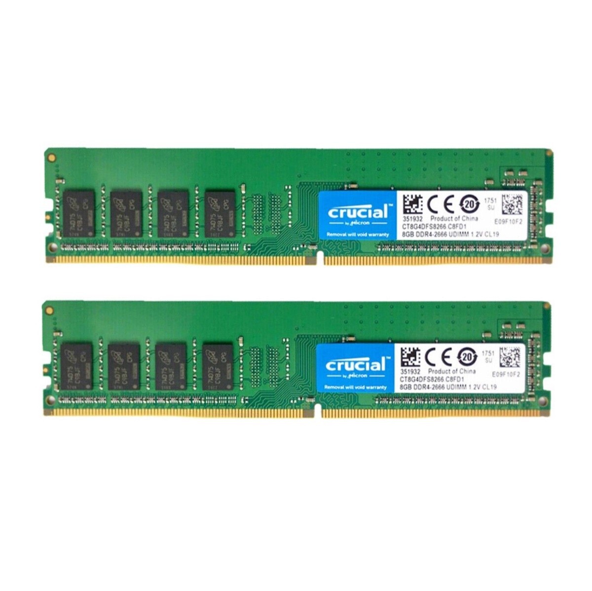 Crucial 16GB 2X 8GB DDR4 2666MHz PC4-21300 Desktop UDIMM Memory Ram CT8G4DFS8266