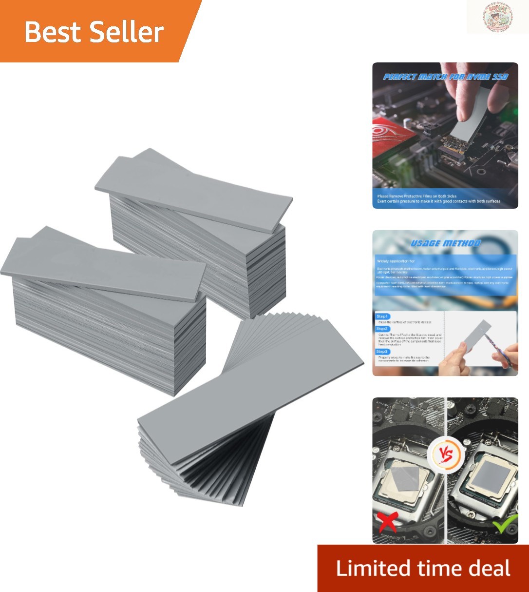 Odorless Silicone Thermal Pads - 30pcs for Electronics Cooling, -40°C to 200°C