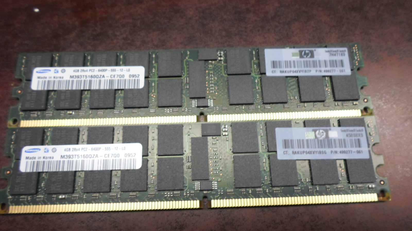 HP SAMSUNG MICRON 499277-061 8GB (2x4GB) 2RX4 PC2-6400 SDRAM Kit of 2X4GB