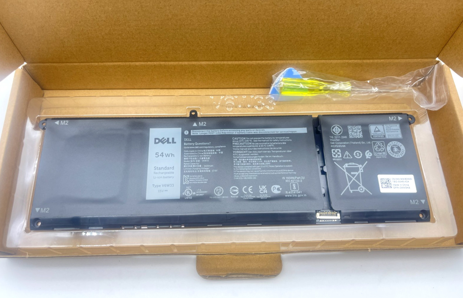 Genuine OEM 54Wh V6W33 TN70C Battery For Dell Inspiron 3510 3511 3515 3520 3521