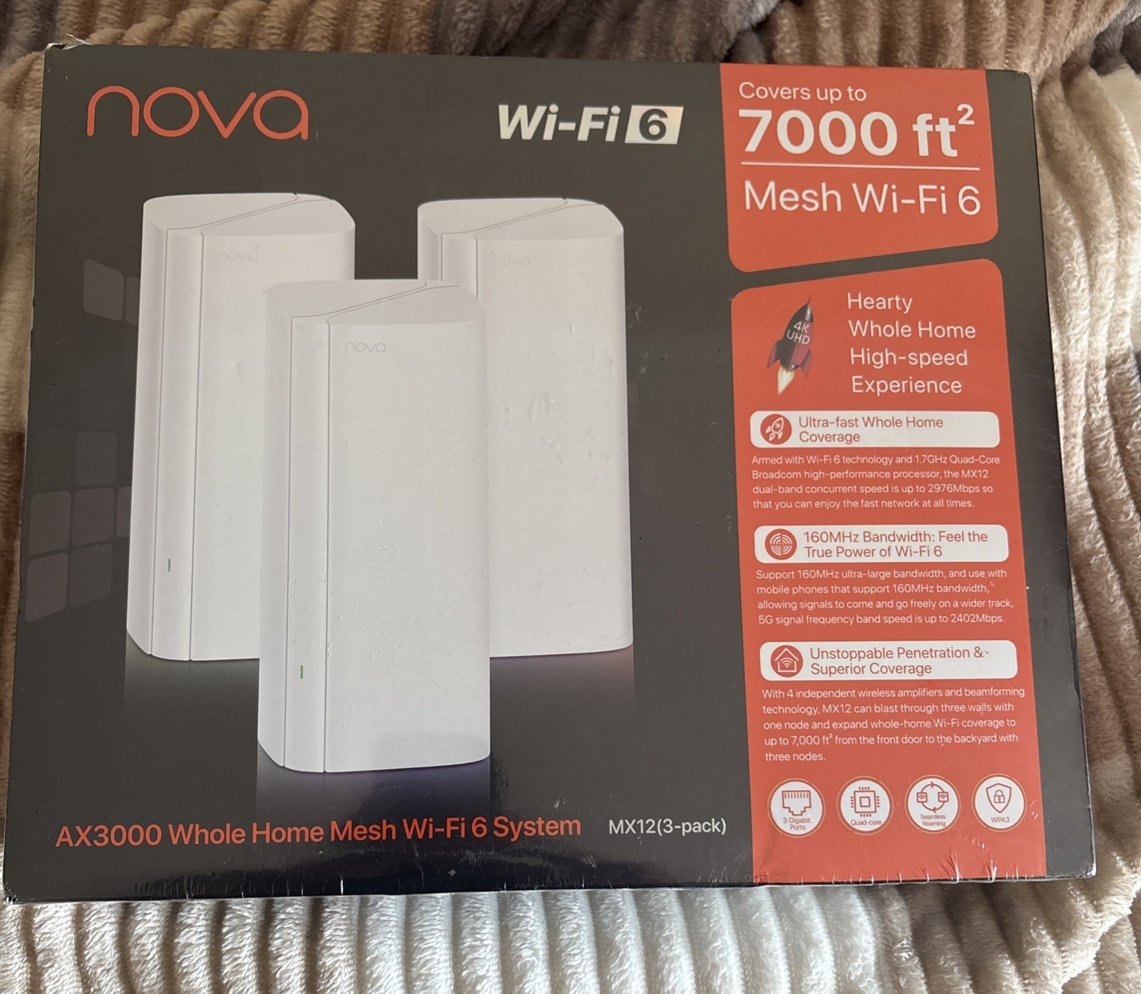 Tenda AX3000 Mesh WiFi 6 7000 sq.ft Coverage System - Pack of 3, White MX12