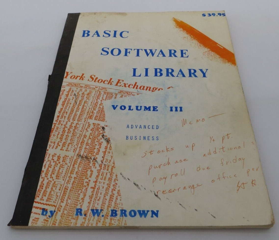 1976 BASIC SOFTWARE LIBRARY Volume III Advanced Business vintage computer book
