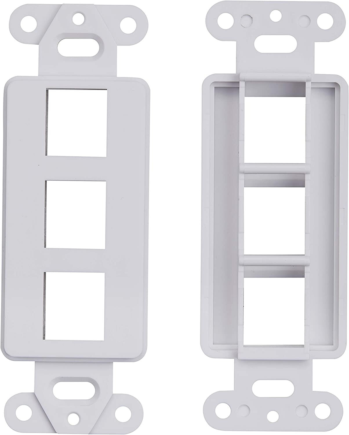 50 Pcs - 3 Port Decoration Wall Plate Keystone Insert 3 Gang White WallPlate