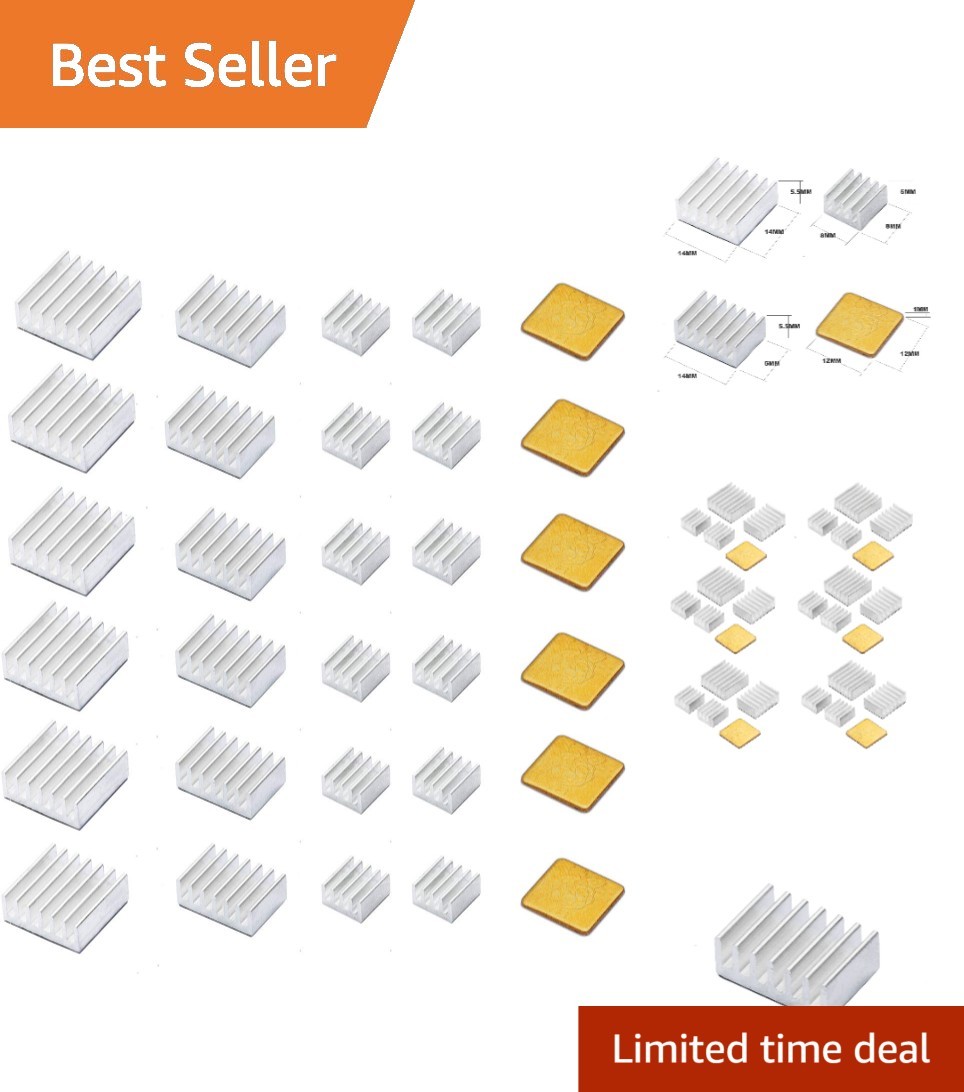 30 PCS Raspberry Pi 4 Heatsink Kit with Thermal Conductive Adhesive Tape