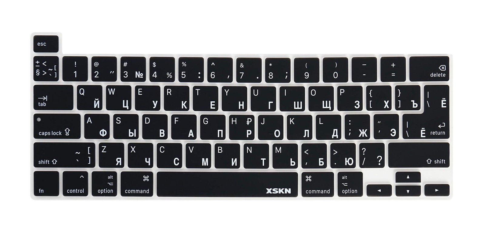 XSKN Russian Letter Silicone Keyboard Cover Skin for 2019 2020 MacBook Black 